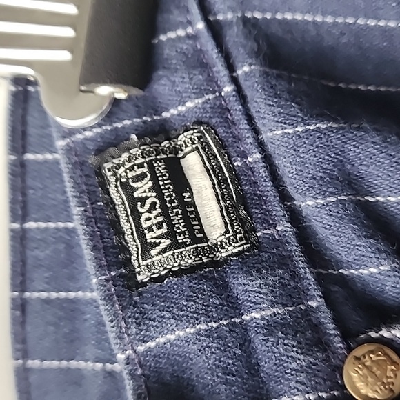 Vintage Versace Jeans Couture Pinstripe Stretch Denim Jeans - Picture 3 of 11